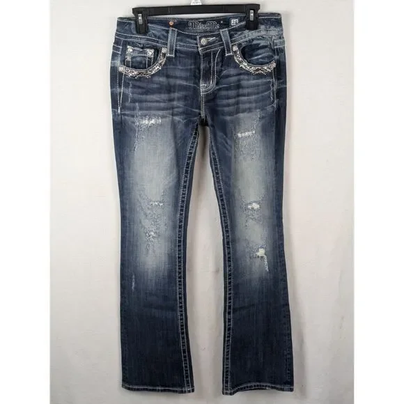 Miss Me Signature Boot Jeans JE8228BL Women's Size 28 - Picture 2 of 13